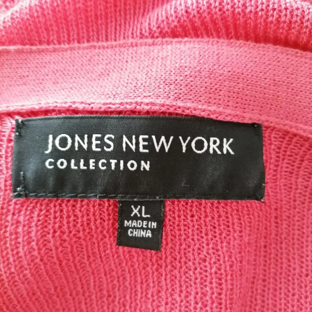 Jones New York Collection Womens V-Neck Hem Scalloped Cardigan Sweater Size XL - Picture 5 of 7